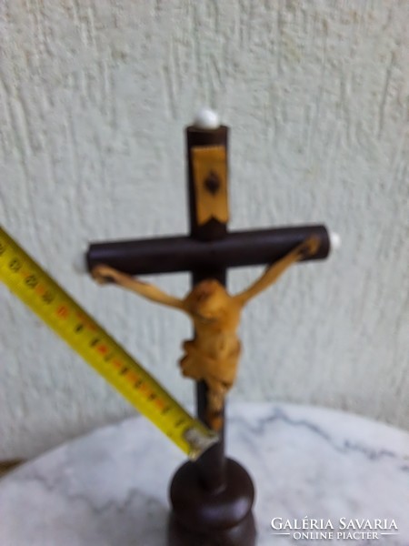 Antique wooden cross, crucifix, body, home made of carved wood from the 1800s. Jesus Christ.