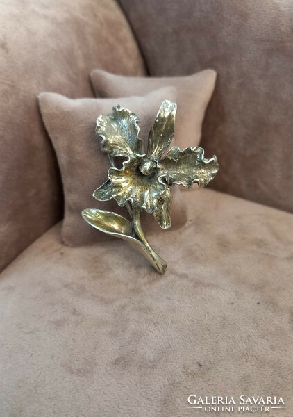 Antique silver brooch orchid