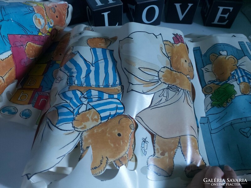 Sweet vintage teddy bear figure stickers, 16 pcs 23 cm (plus additional pieces) total 7 m