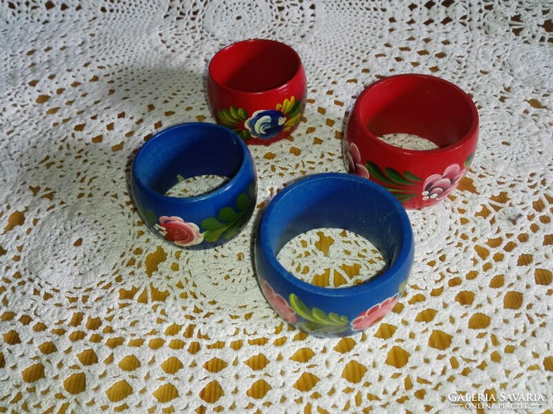 Hand painted wooden napkin ring.