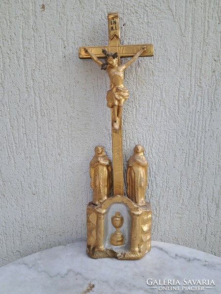 Gilded holy trinity, Jesus Christ crucifix, home blessing.