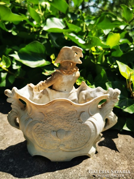 Antique jardiniere with abbey inscription