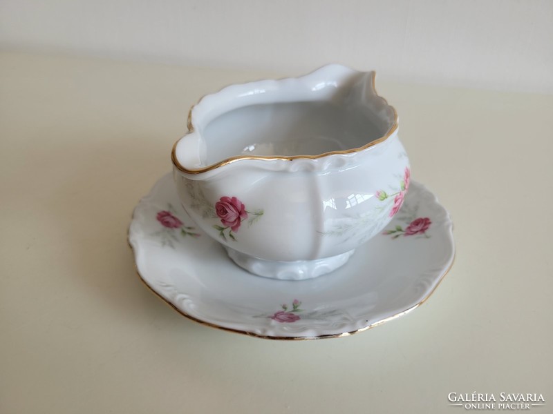 Régi Edelstein Bavaria porcelán szószos kínáló rózsamintás mártásos tál