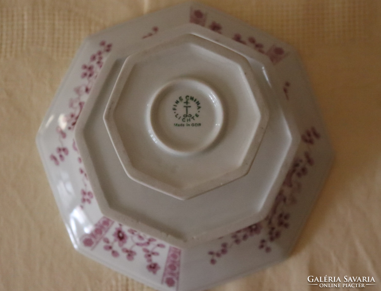 Lichte gdr pedestal bowl, pink flower pattern