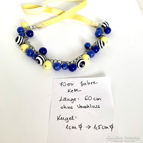 Striking Italian acrylic bead necklace, fun necklace with pretty pearl neck blue acrylic beads