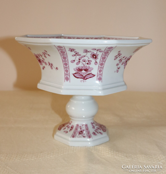 Lichte gdr pedestal bowl, pink flower pattern