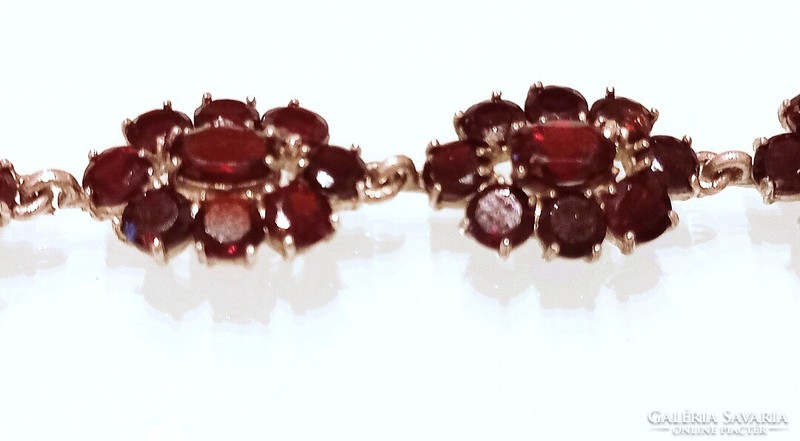 Antique Czech garnet stone 925 silver bracelet, bracelet