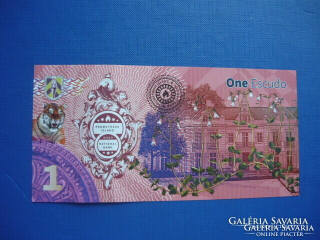 Prometheus Island / prometheus island 1 escudo 2020 flower tiger! Rare fantasy paper money! Unc!