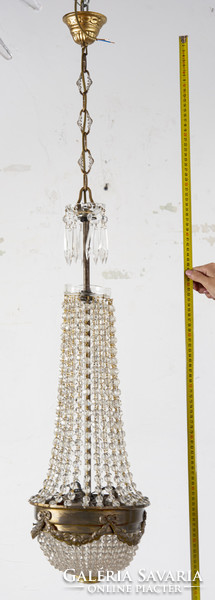 Ampoule-shaped crystal chandelier (3 lights), with garland decor
