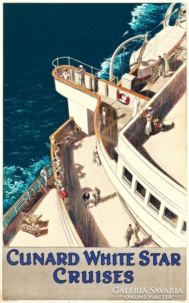 Vintage amerikai utazási hajózási reklám plakát 1930, modern reprint nyomat, óceánjáró hajó tenger