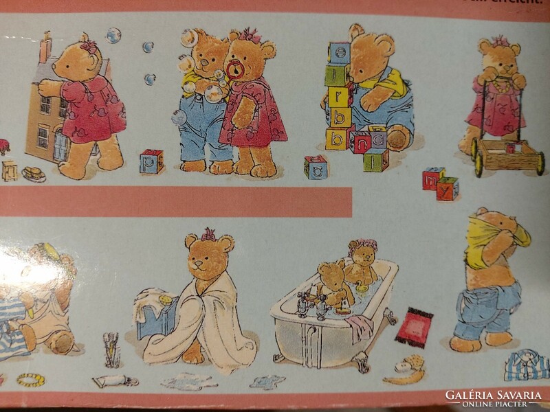Édes vintage teddy maci figura matricák, 16 db 23 cm-es (plusz kiegészítő darabok) összesen 7 m