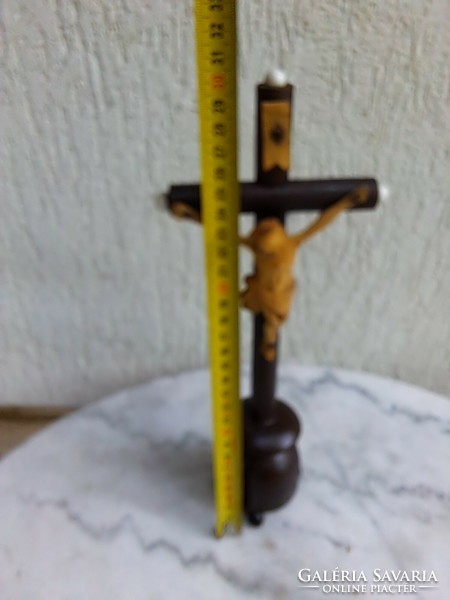 Antique wooden cross, crucifix, body, home made of carved wood from the 1800s. Jesus Christ.