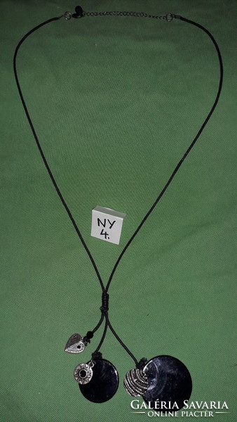 Fashionable black and silver-plated pendant with handmade leather chain 75 cm long neck blue according to the pictures ny4