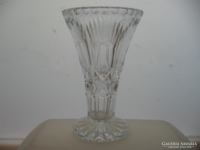 Etched antique crystal pedestal vase