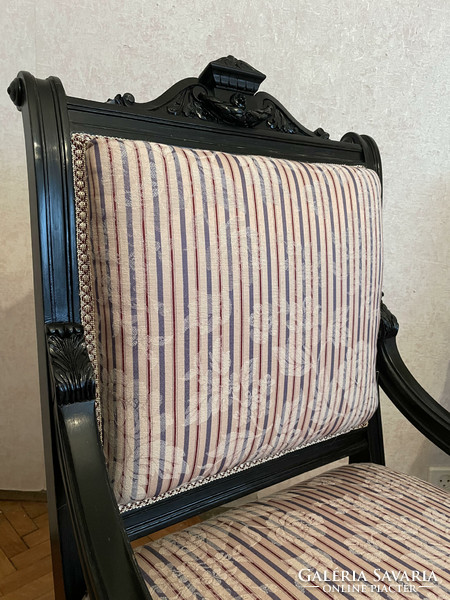 4 db restaurált Boulle stílusú fotel (szalongarnitúra része )az 1900-as évek elejéről