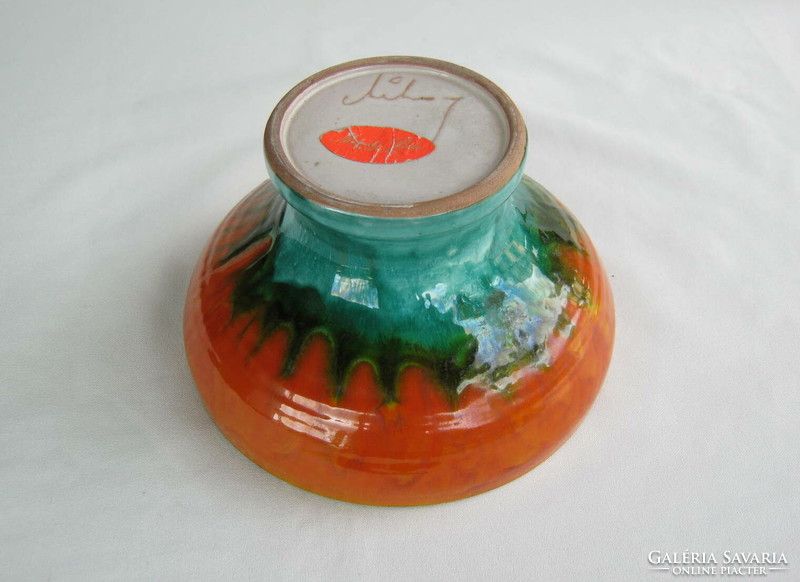 Mihály Béla retro ceramic flowerpot ikebana bowl vase