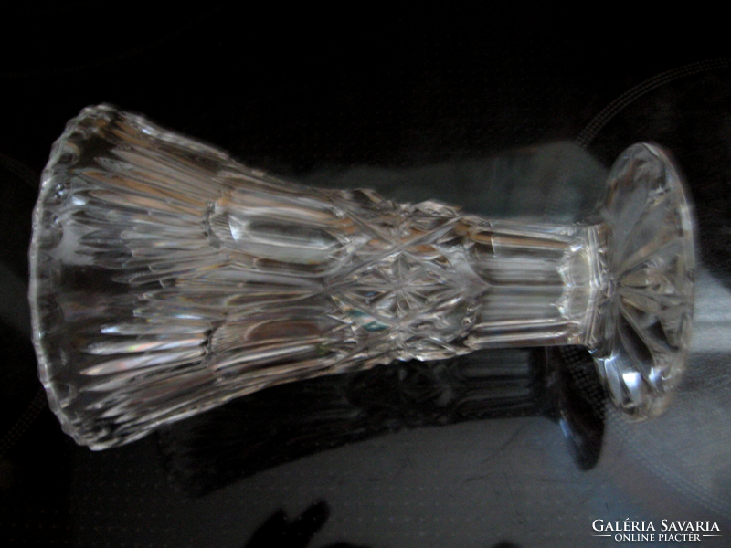 Etched antique crystal pedestal vase