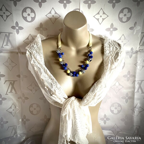 Feltűnő olasz akril gyöngyös nyaklánc, vidám nyaklánc szép gyöngy nyakék akril gyöngyökből