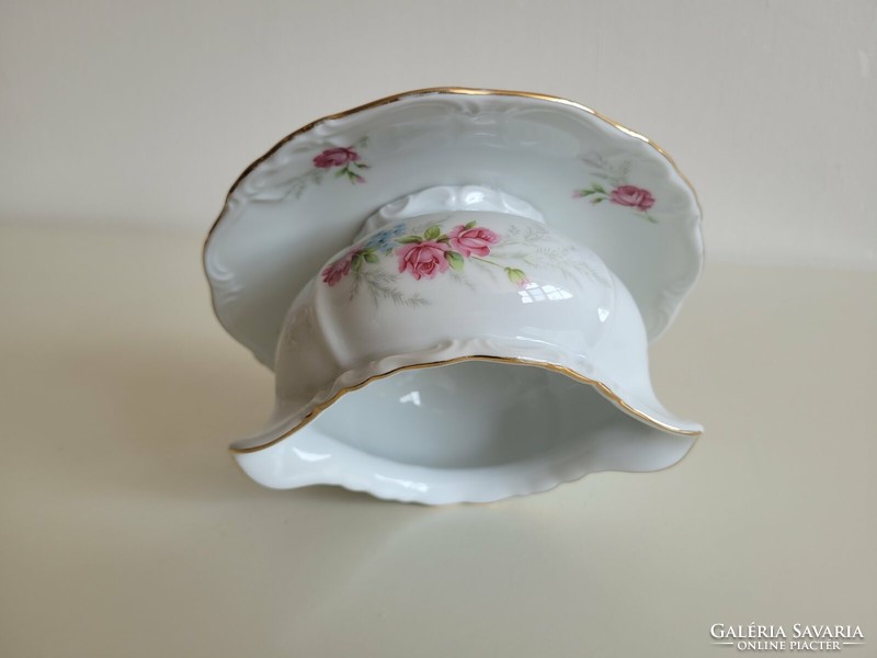 Régi Edelstein Bavaria porcelán szószos kínáló rózsamintás mártásos tál