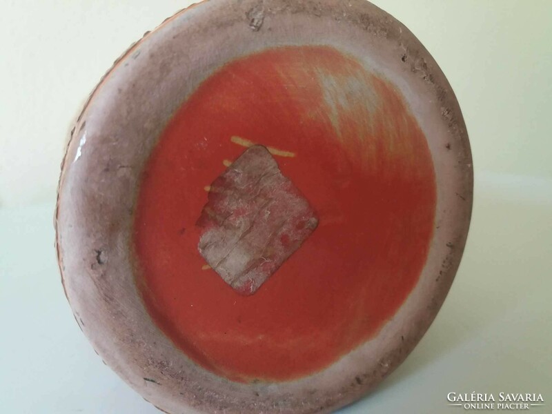 Retro, terracotta-colored, marked ceramic vase
