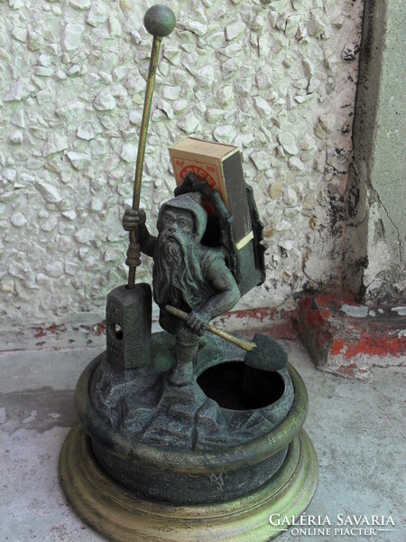 Antique tin dwarf match holder - ash statue cigar cutter