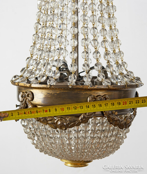 Ampoule-shaped crystal chandelier (3 lights), with garland decor