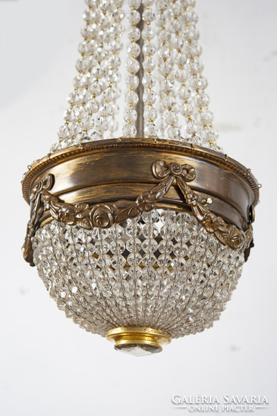 Ampoule-shaped crystal chandelier (3 lights), with garland decor