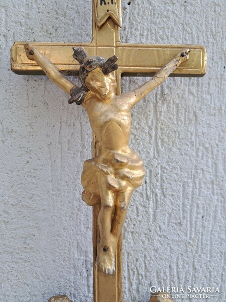 Gilded holy trinity, Jesus Christ crucifix, home blessing.