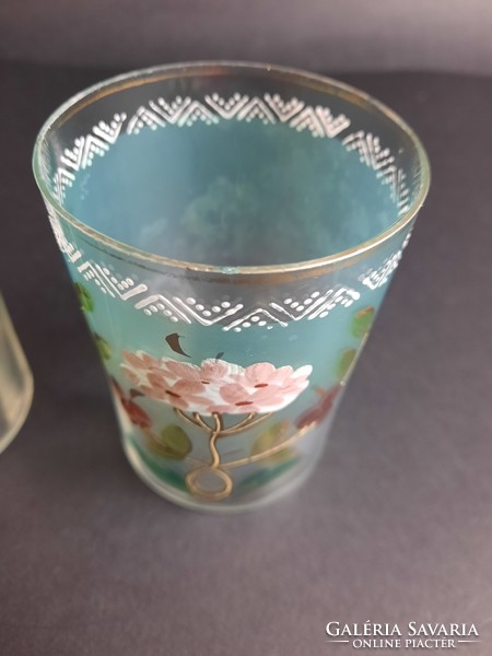 2 antique hand-painted glasses