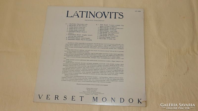 Latinovits Zoltán-Verset Mondok Lemez
