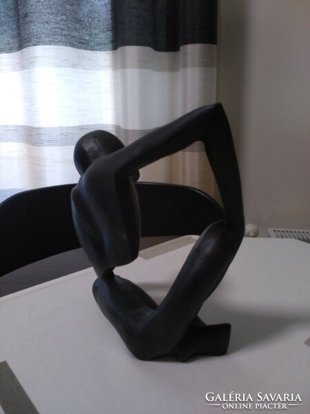 Modern Black Ebony Sculpture 'Thinking'