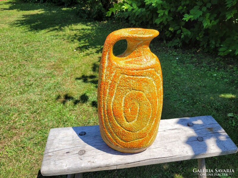 Retro nagy méretű Pesthidegkúti kerámia váza mid century padlóváza 41 cm