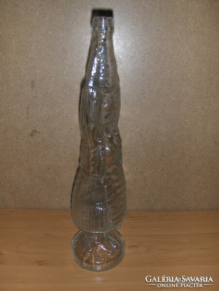 Korsós népviseletes asszony formájú üveg palack 41 cm magas (22/d)