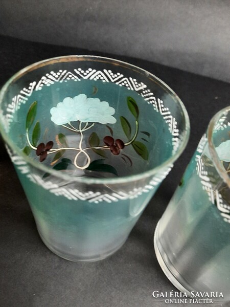 2 antique hand-painted glasses