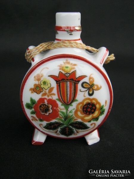 Zsolnay porcelain water bottle with folk motif - damaged