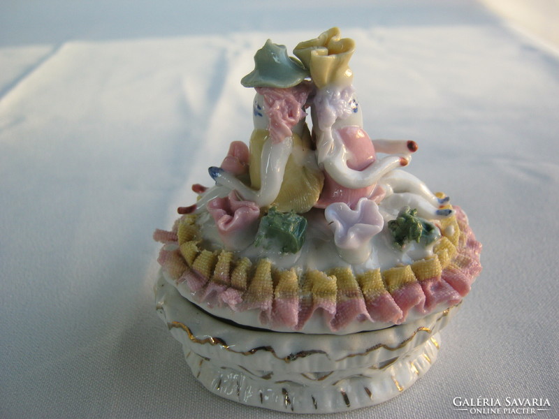 Figured porcelain box gift box jewelry holder - damaged