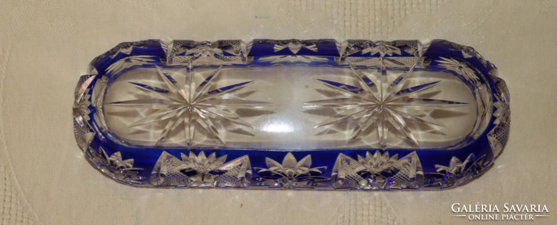 Cobalt blue polished lead crystal centerpiece