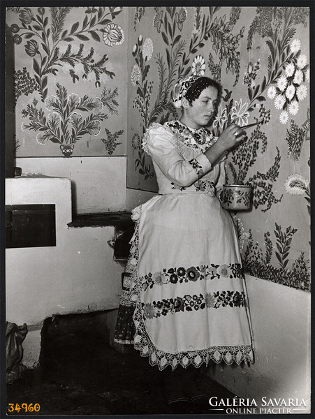 Larger size, photo art work by István Szendrő. Kalocsa, Bács-Kiskun county, wall painting, 1930s