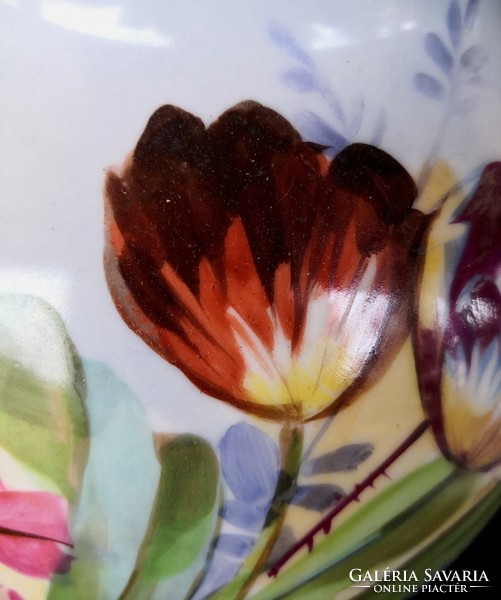 DT/294. – Hatalmas, antik virágos-pillangós váza / padlóváza