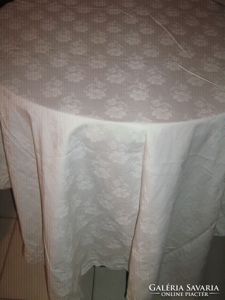 Beautiful antique floral white damask tablecloth