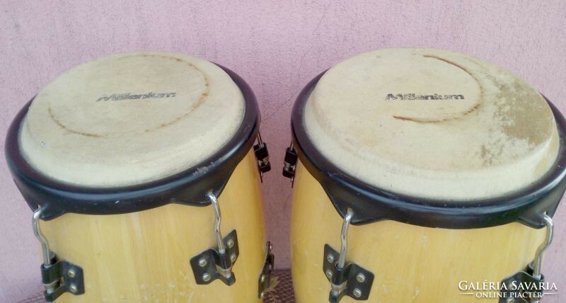 Millennium conga duo. Eucalyptus wood body, goatskin membrane, suitable for a musical instrument collection