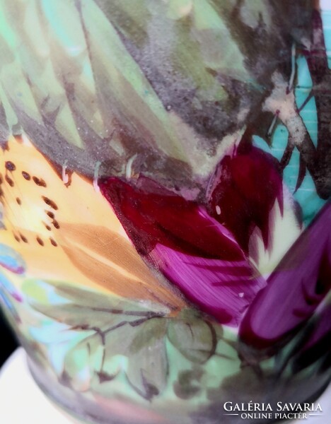 DT/294. – Hatalmas, antik virágos-pillangós váza / padlóváza
