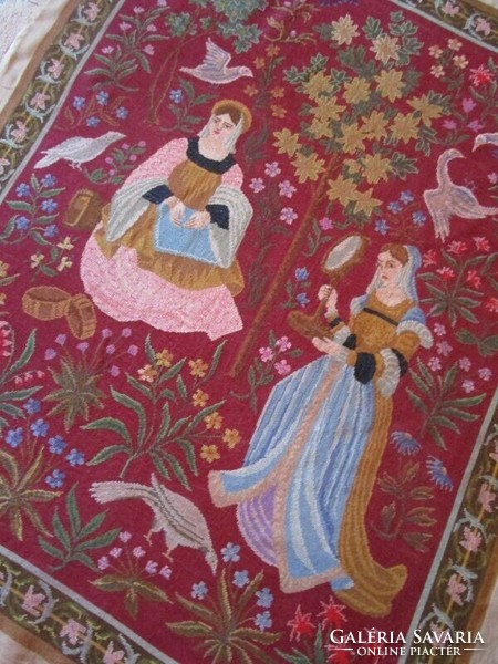 Secession art nouveau tapestry tapestry beautiful detailed Hungarian handwork approx. 1918