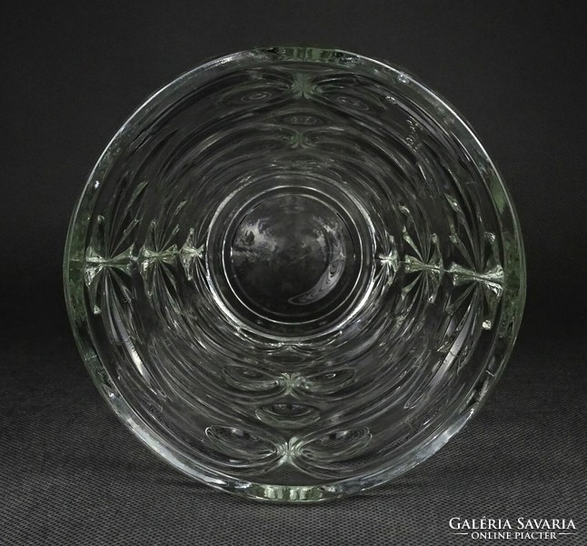 1N531 Régi nagyméretű préselt művészi üveg váza 22 cm