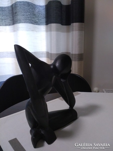 Modern Black Ebony Sculpture 'Thinking'