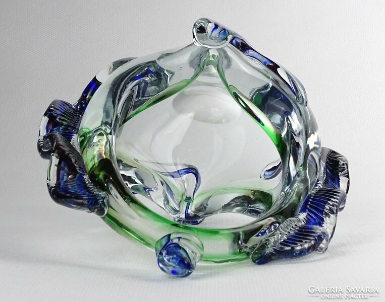 1N519 blown colored glass basket 17 cm