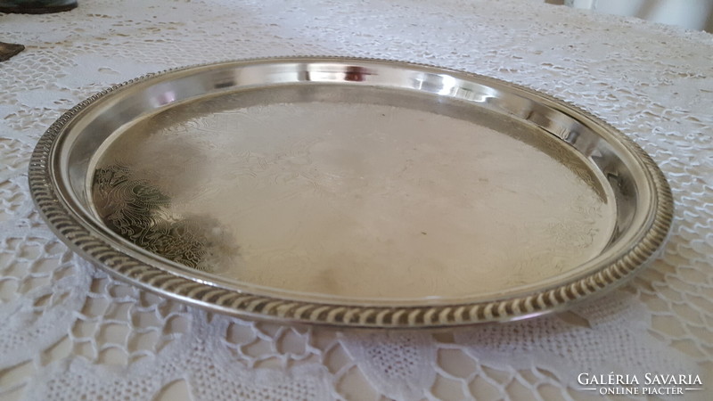 Vintage silver-plated, chiseled, etched tray