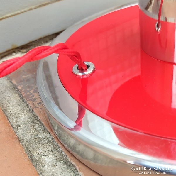 Art deco - Streamline asztali lámpa felújítva - különlges formájú piros üvegbúra