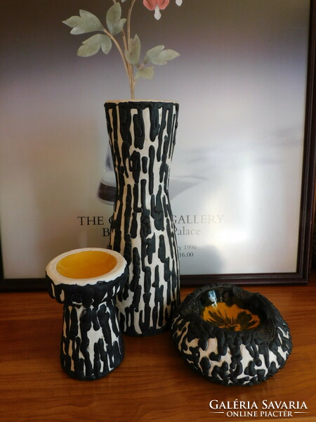 Király - artisan retro ceramic family - vase, ashtray and candle holder