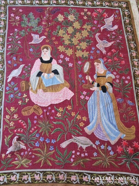 Secession art nouveau tapestry tapestry beautiful detailed Hungarian handwork approx. 1918